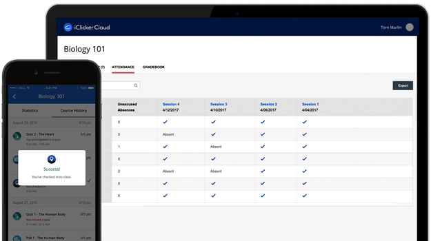 Screenshot iClicker Attendance