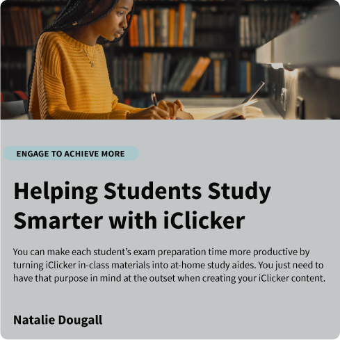 The title of the guide, Helping Students Study Smarter with iClicker, is displayed prominently